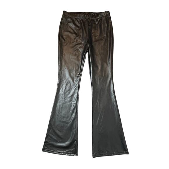 eesome Pants - ee:some Faux Leather Pants Womens Size L Black 70's Flare Edgy Sexy Moto NWT